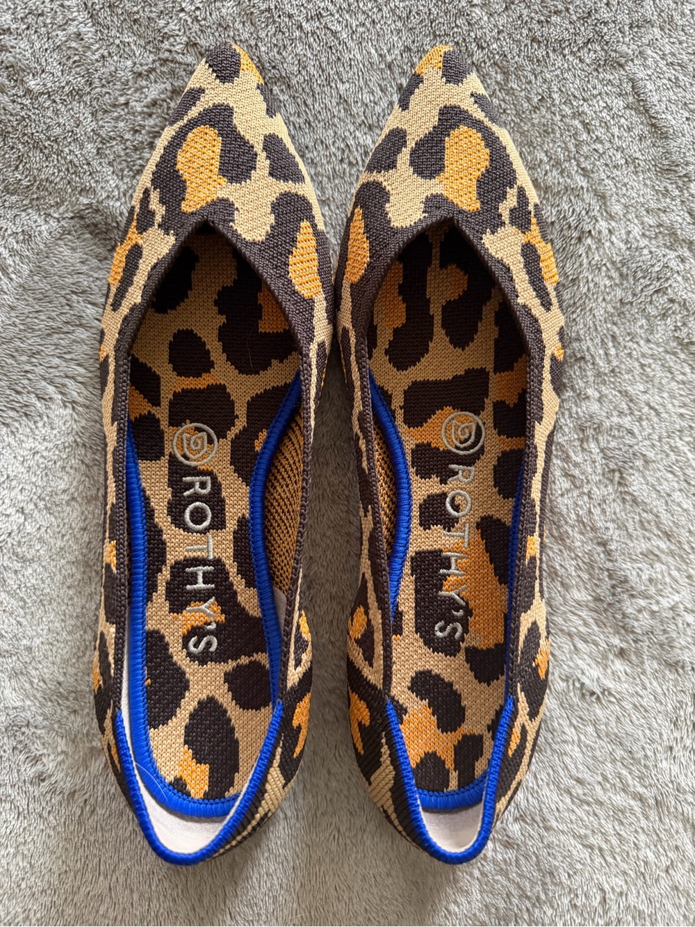 Rothy's Leopard-Print Pointed Flats in Brown, Black & Tan
